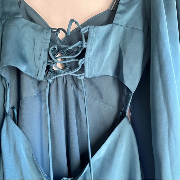 Saints + Secrets Teal Satin Party Mini Dress AU 8 / US S - Picture 4 of 8